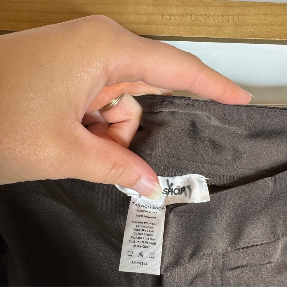 The Noli Shop Milan Satin Dark Brown Cargo Wide Leg Pants Size 12 - Picture 5 of 6